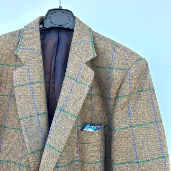 Joseph Turner Yorkshire Lambswool Windowpane Blazer Jacket 48R Mallalieus Coat - Picture 5 of 9